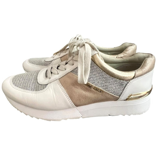 Michael Kors Allie Glitter Chain Mesh Leather Sneakers White/Gold 9M