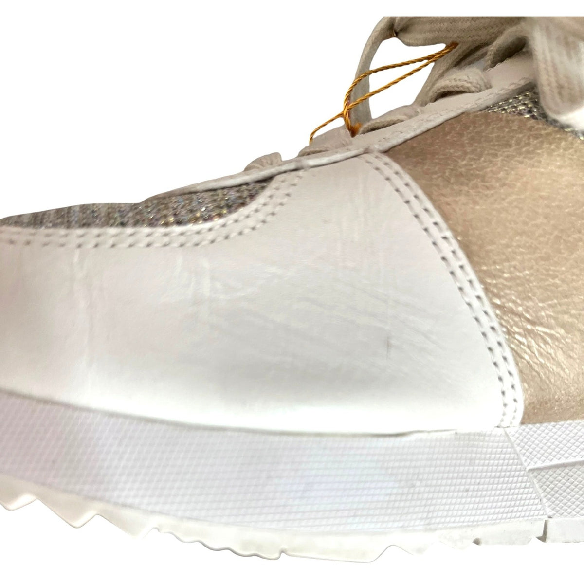 Michael Kors Allie Glitter Chain Mesh Leather Sneakers White/Gold 9M