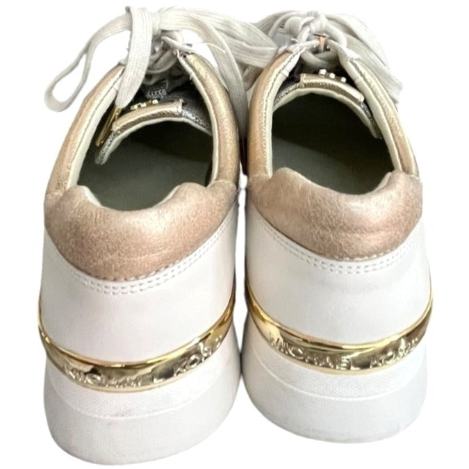 Michael Kors Allie Glitter Chain Mesh Leather Sneakers White/Gold 9M