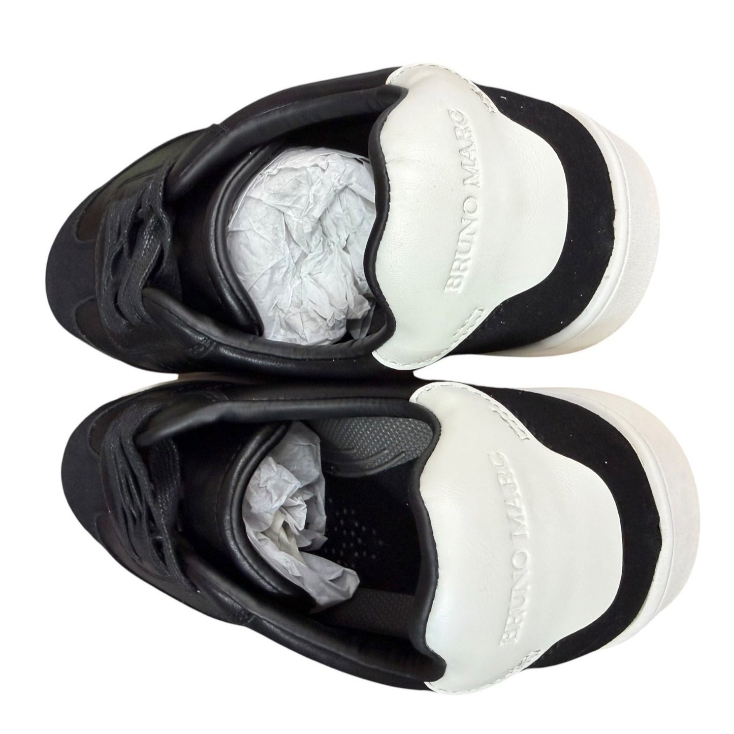 Bruno Marc Mens Casual Black & White Sneakers Leather & Suede Upper Lace-Up Design Lightweight Sole Size 13 NWB