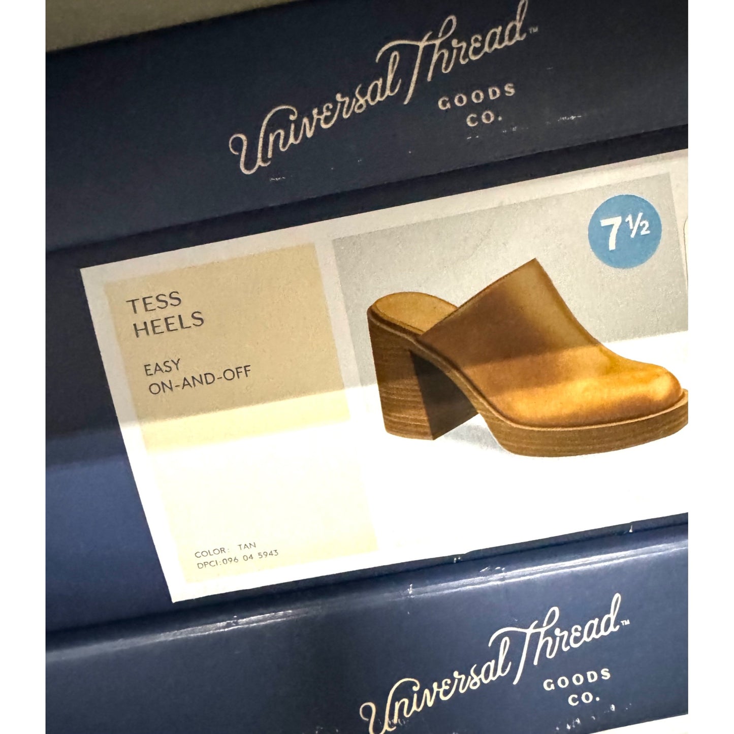 NIB Universal Threads  Womens Tan Leather Block Heel Mules Size 7.5