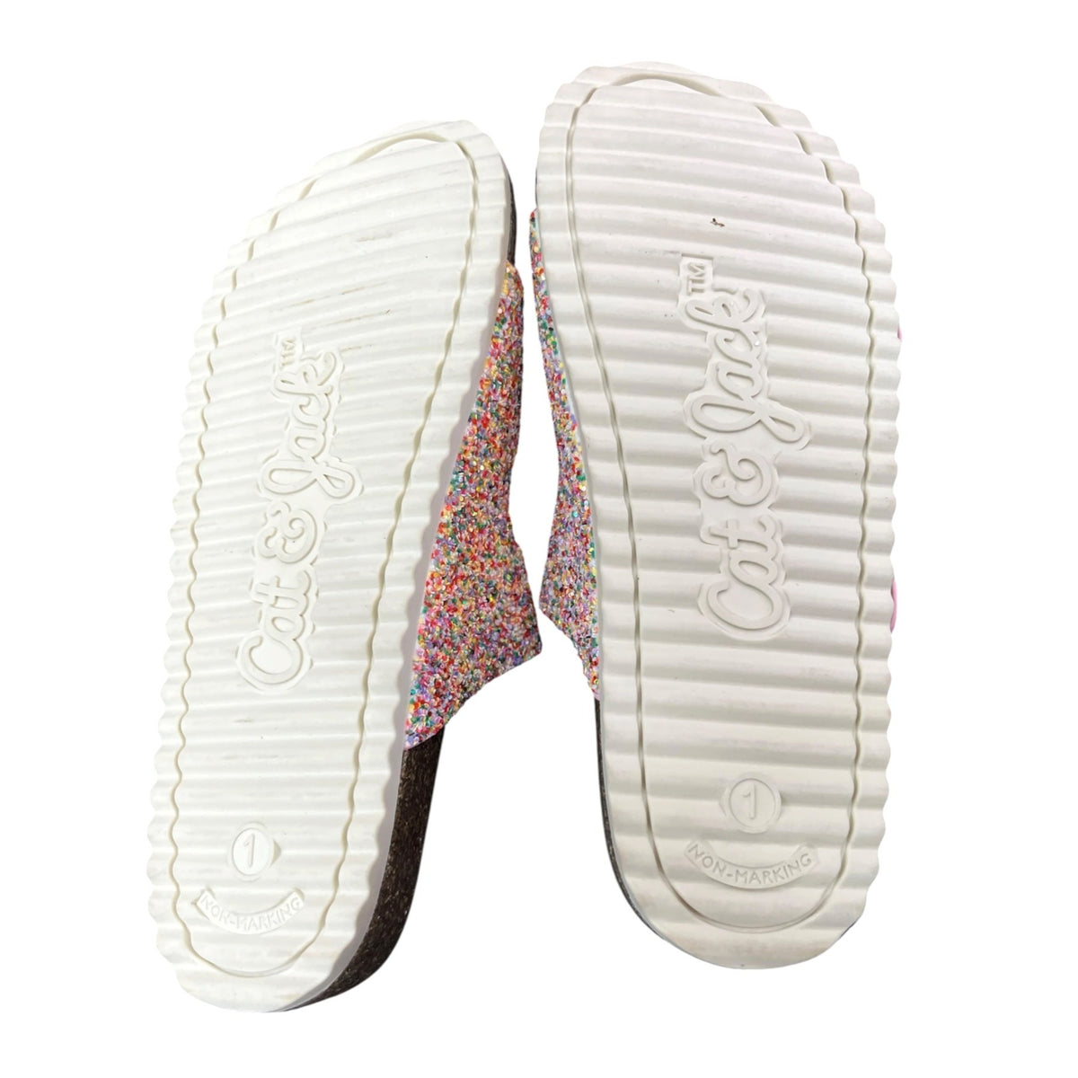 Cat & Jack Girls Multicolor Glitter Sandals Size 1