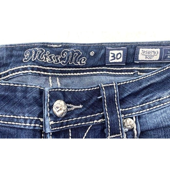 Miss Me Blue Bootcut Jeans Size 30 Fleur-De-Lis