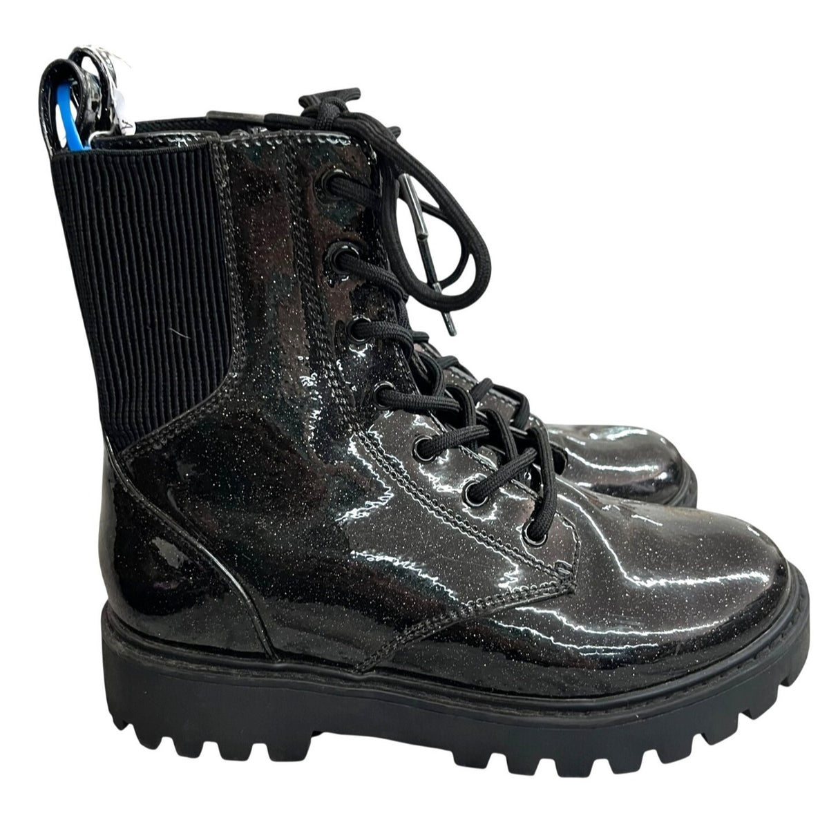 Art Class Black Glitter Combat Boots With Chunky Sole Size 3