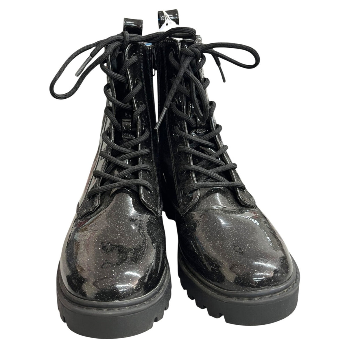 Art Class Black Glitter Combat Boots With Chunky Sole Size 3