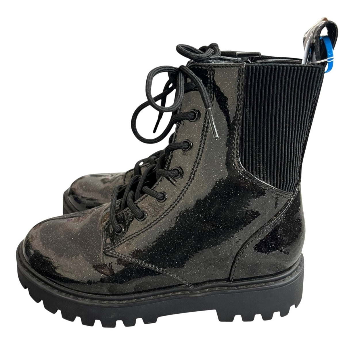Art Class Black Glitter Combat Boots With Chunky Sole Size 3