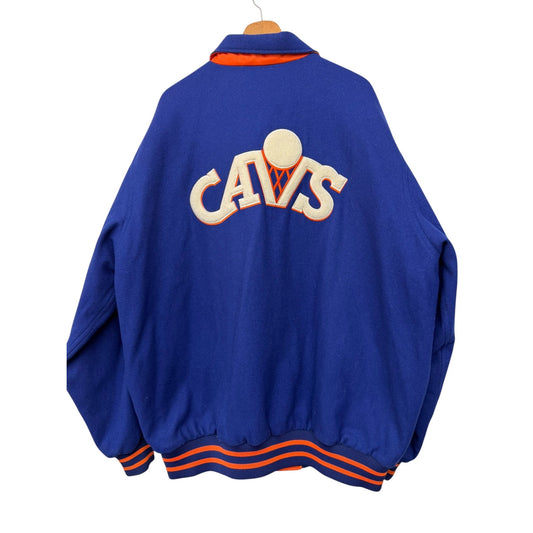 Vintage Reebok NBA Cleveland Cavaliers Varsity Jacket Navy Blue & Orange Men's XL