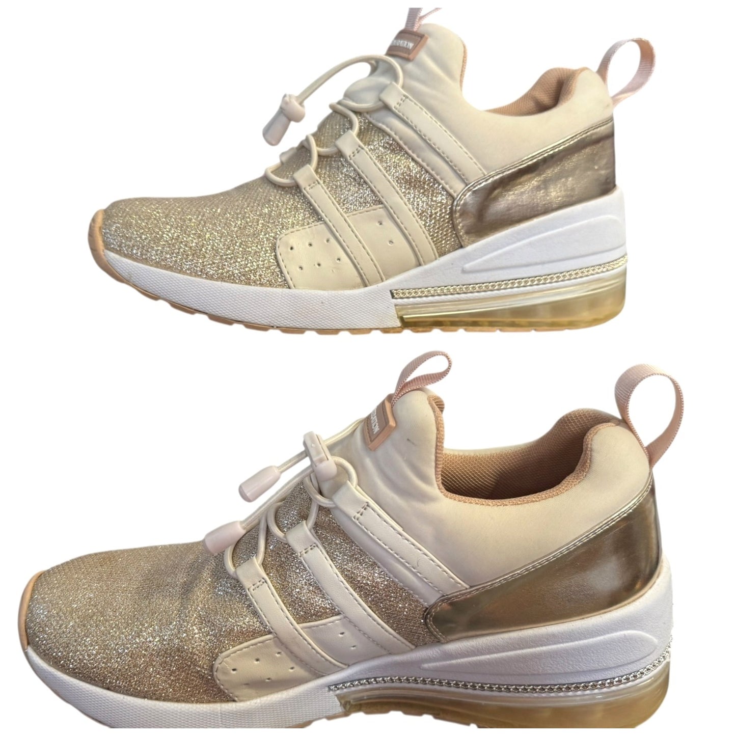 BCBGeneration Women's Rose Gold Glitter Sneakers Size 8.5
