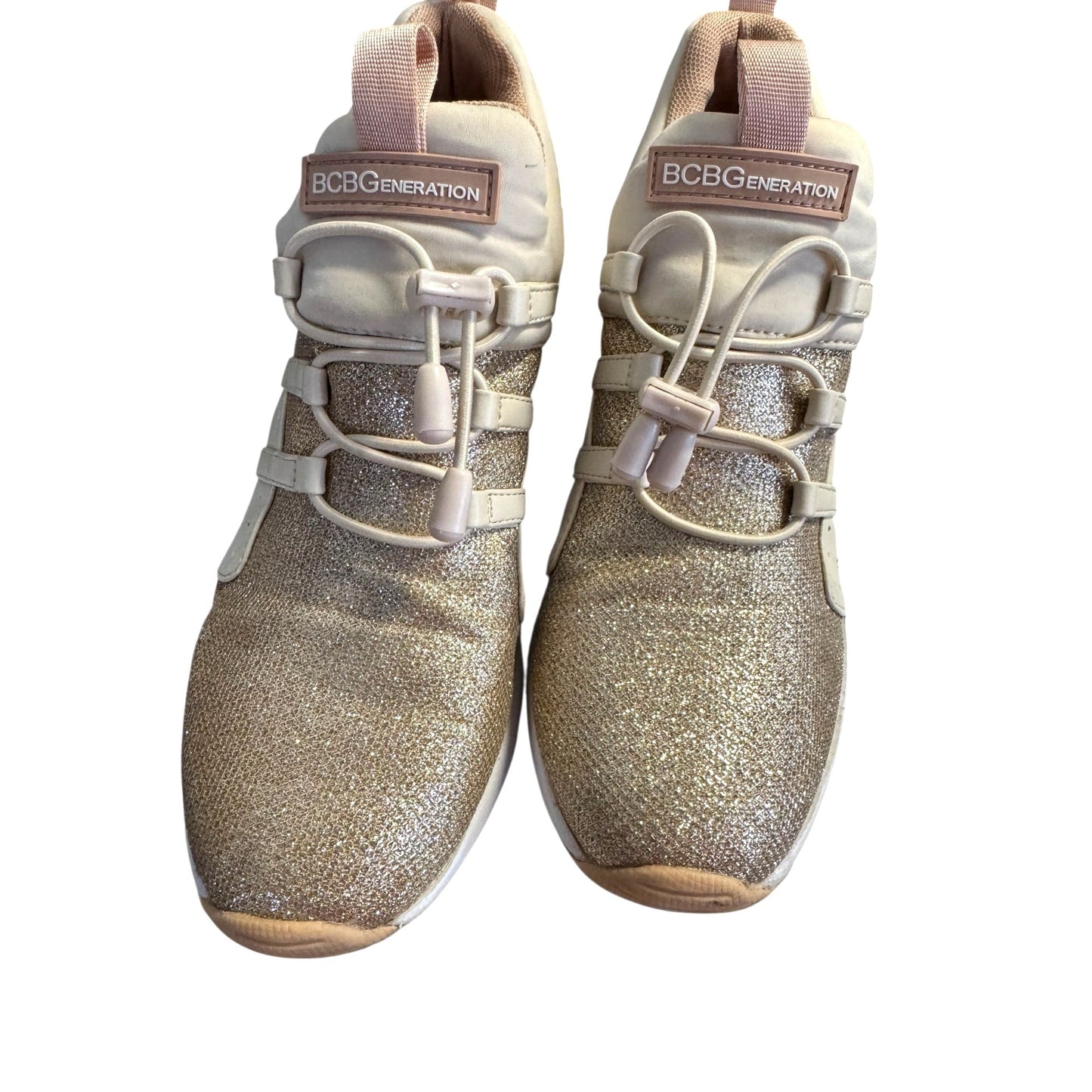 BCBGeneration Women's Rose Gold Glitter Sneakers Size 8.5
