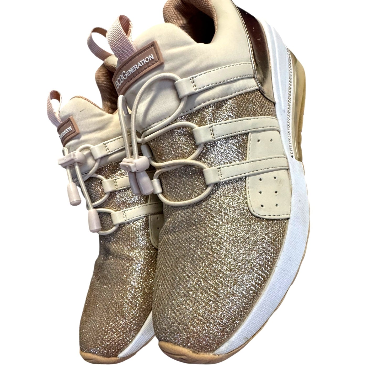 BCBGeneration Women's Rose Gold Glitter Sneakers Size 8.5