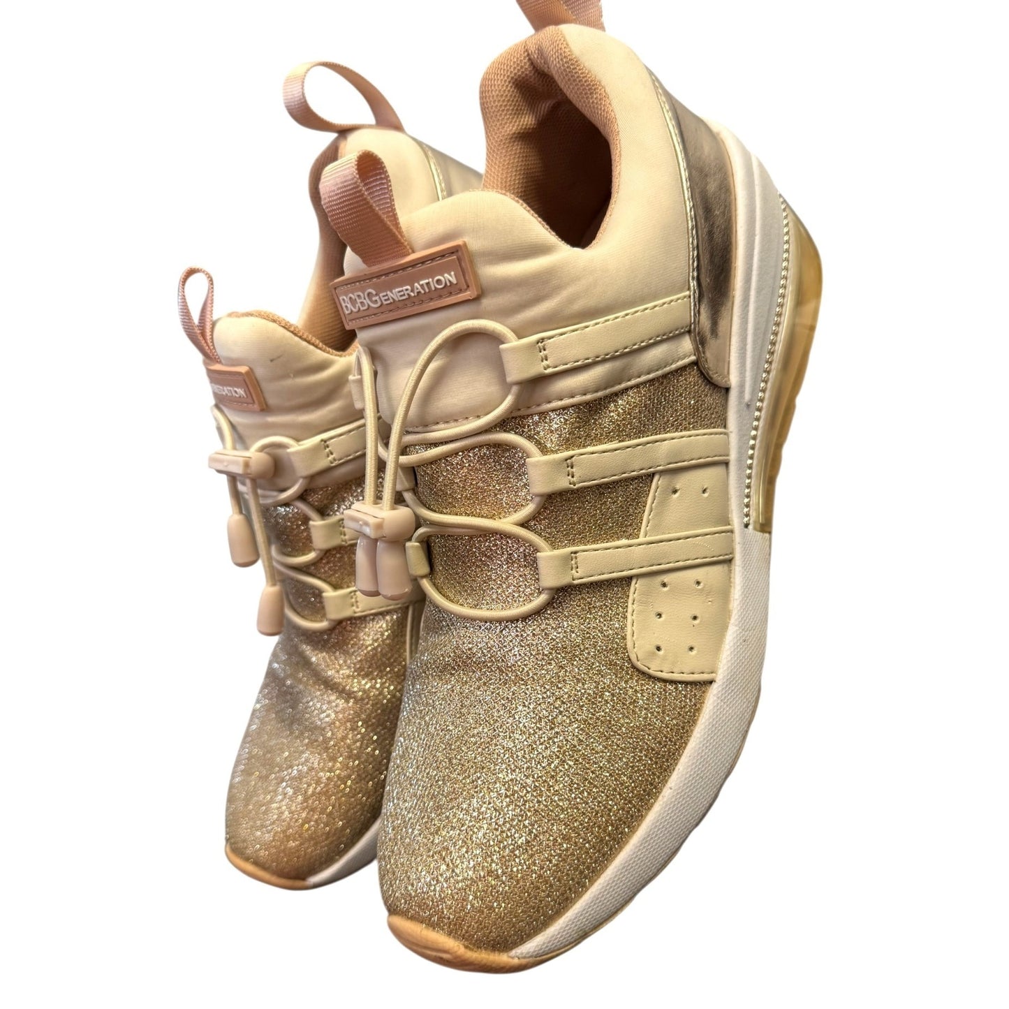 BCBGeneration Women's Rose Gold Glitter Sneakers Size 8.5