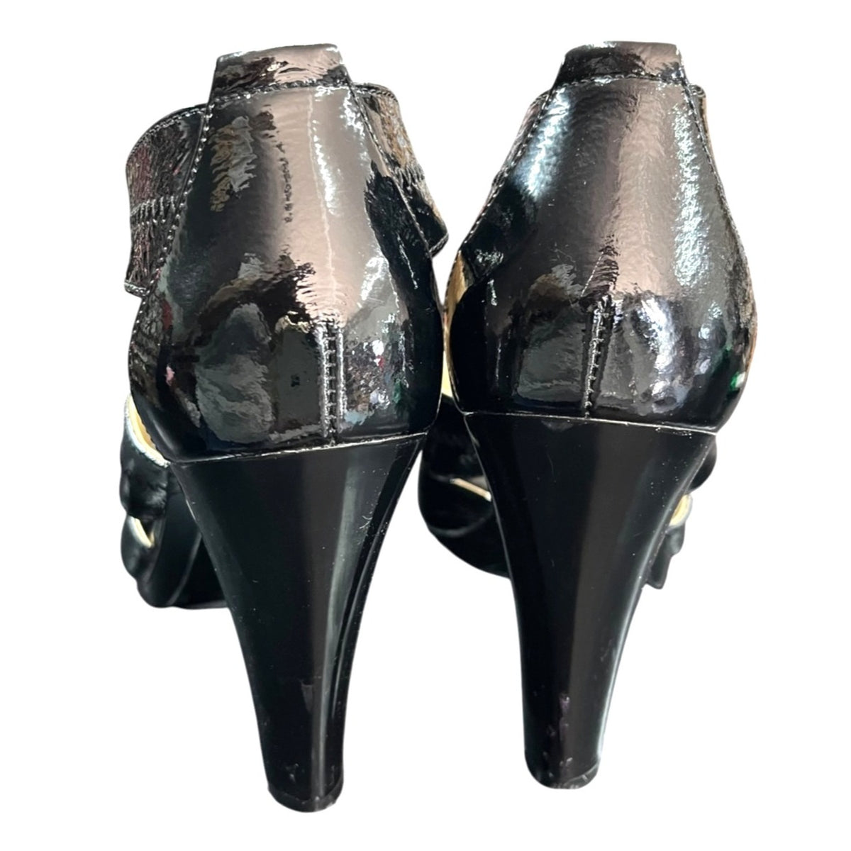 Michael Kors Berkley T-Strap Patent Leather Black Heels Size 8.5
