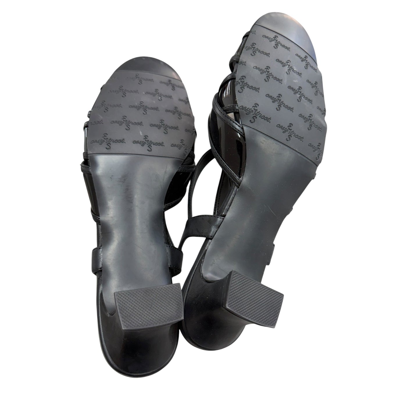 Easy Street Women's Black Strappy Slingback Sandals With Kitten Heel Size 11W NWOB