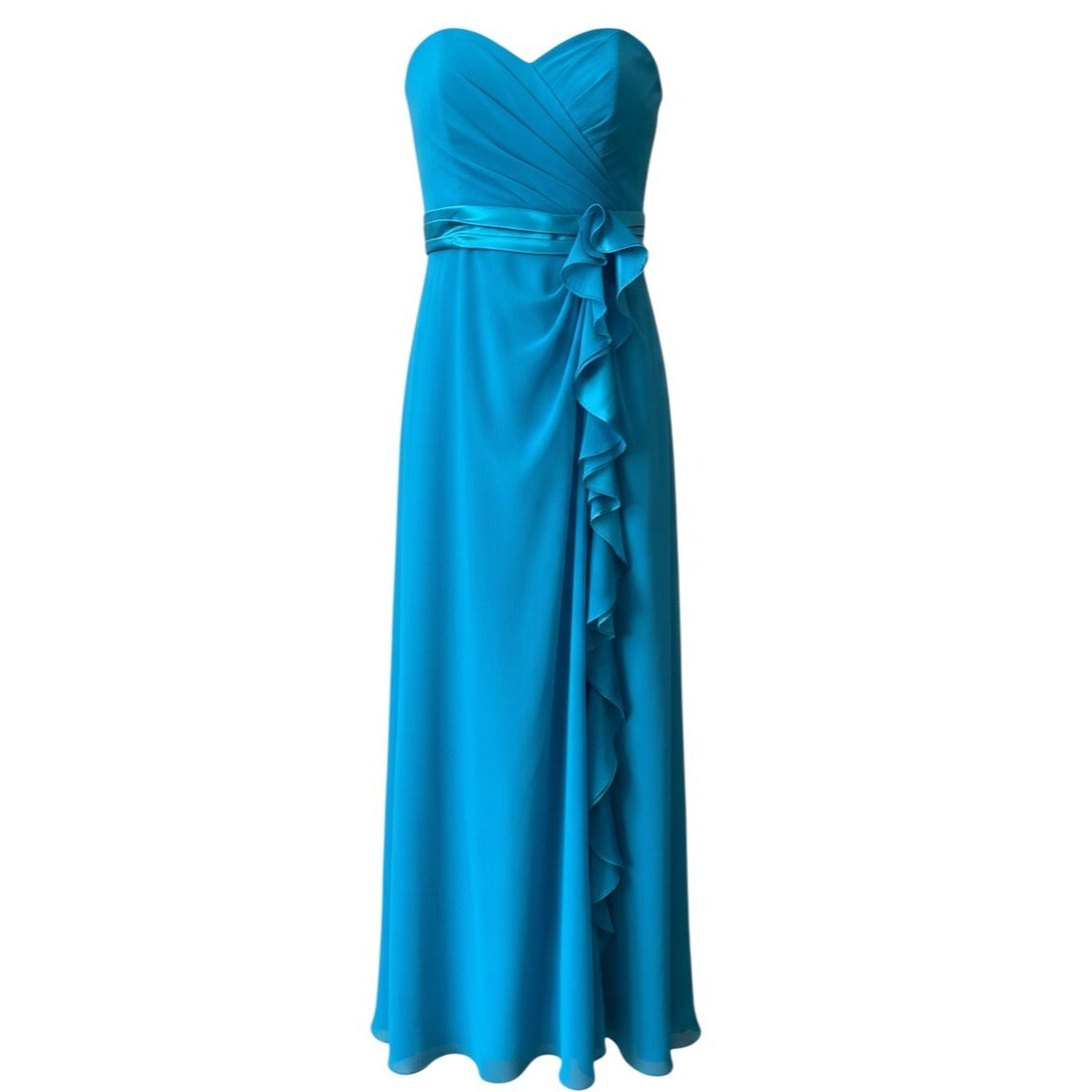 David's Bridal Strapless Blue Gown Size 12