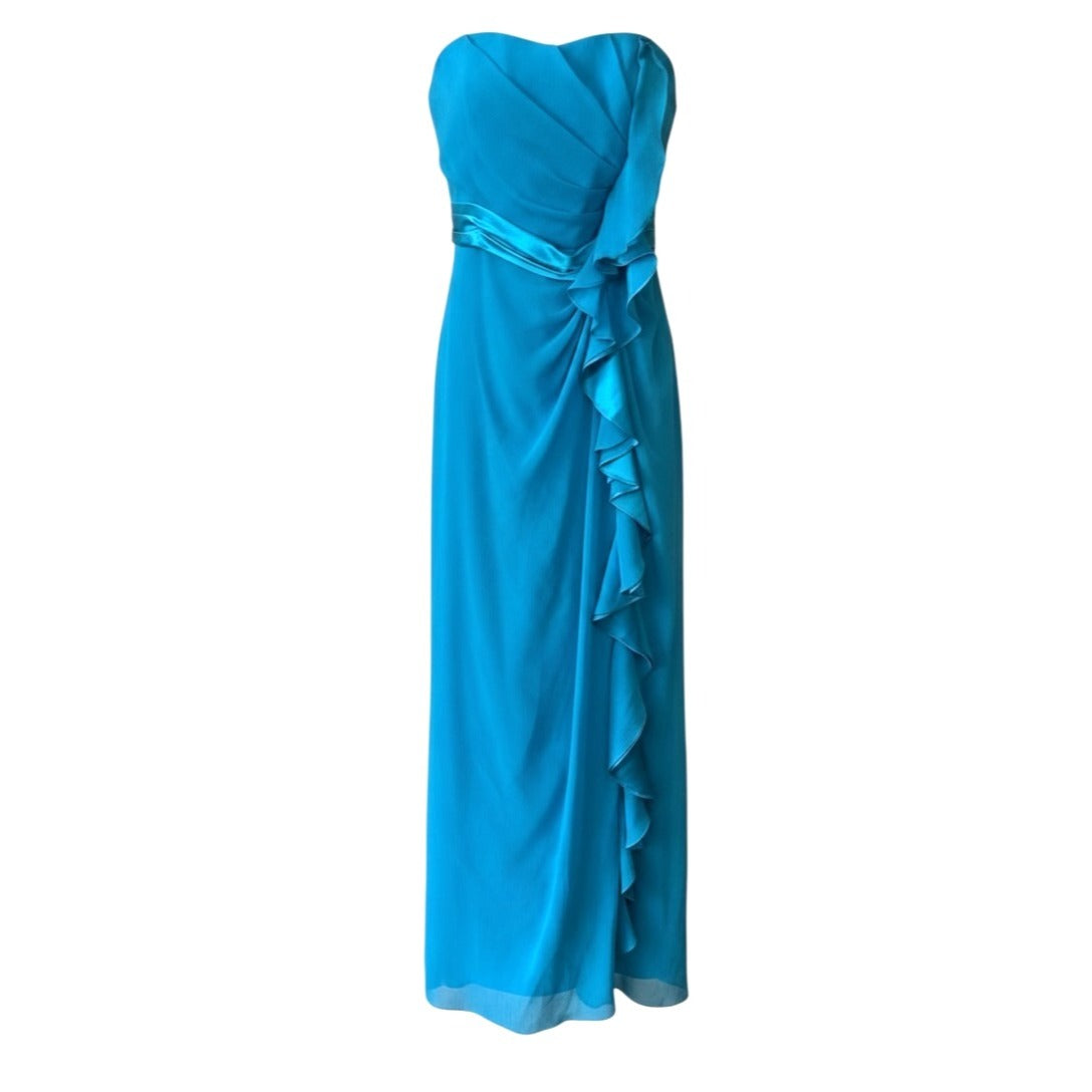 David's Bridal Strapless Blue Gown Size 12