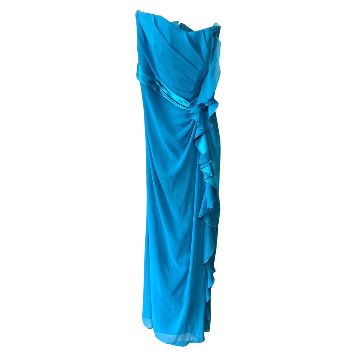 David's Bridal Strapless Blue Gown Size 12