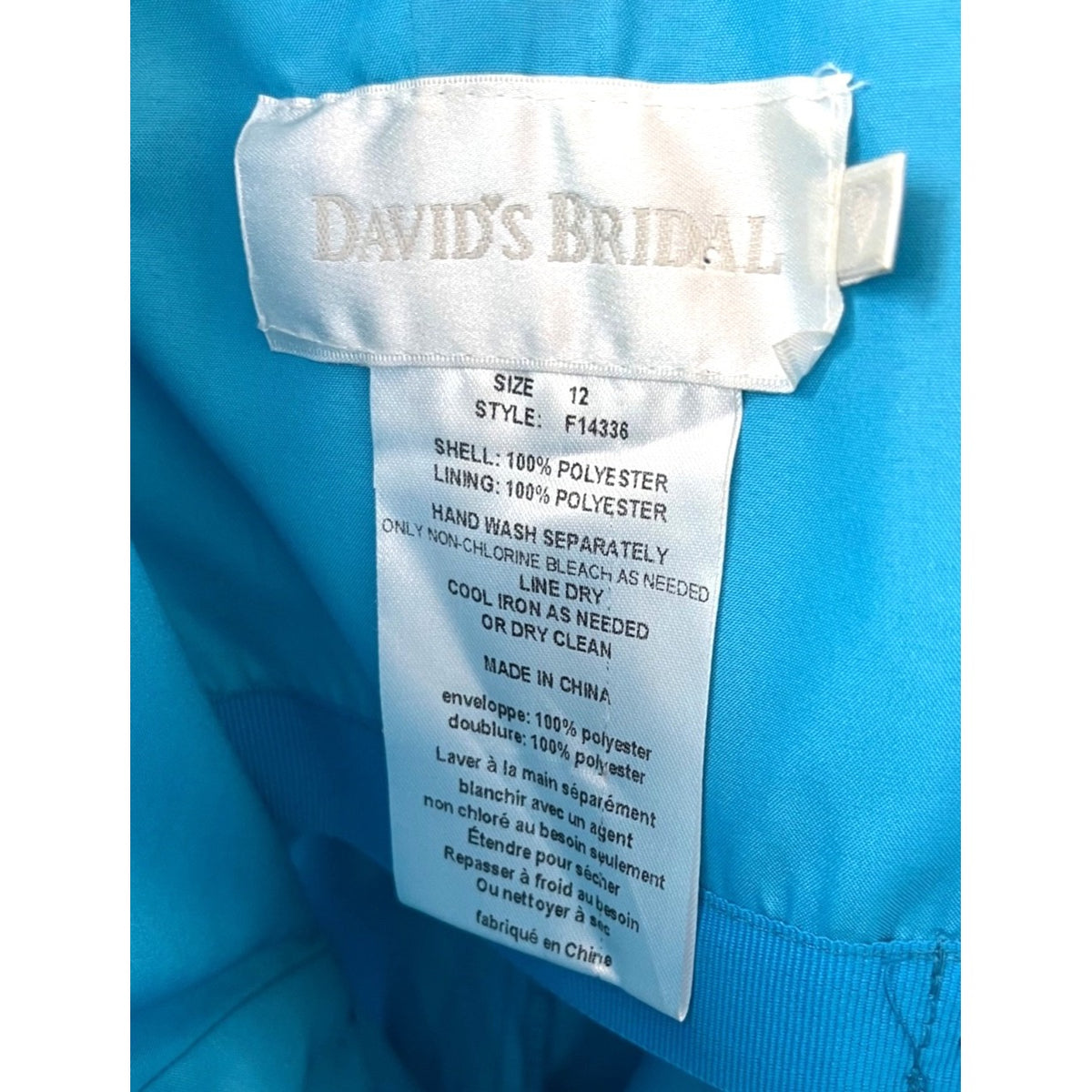 David's Bridal Strapless Blue Gown Size 12