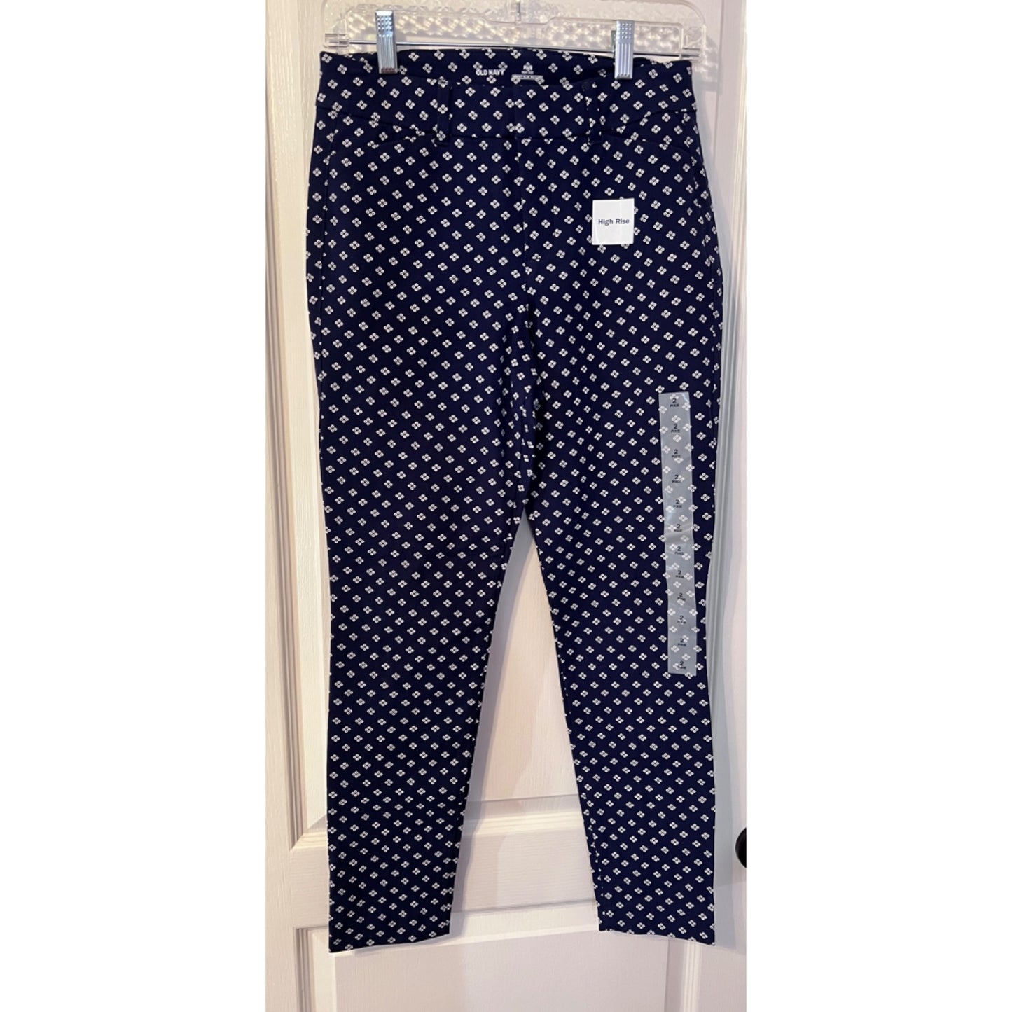 Old Navy Women’s High-Rise Pixie Pants Navy Blue White Floral Size 0