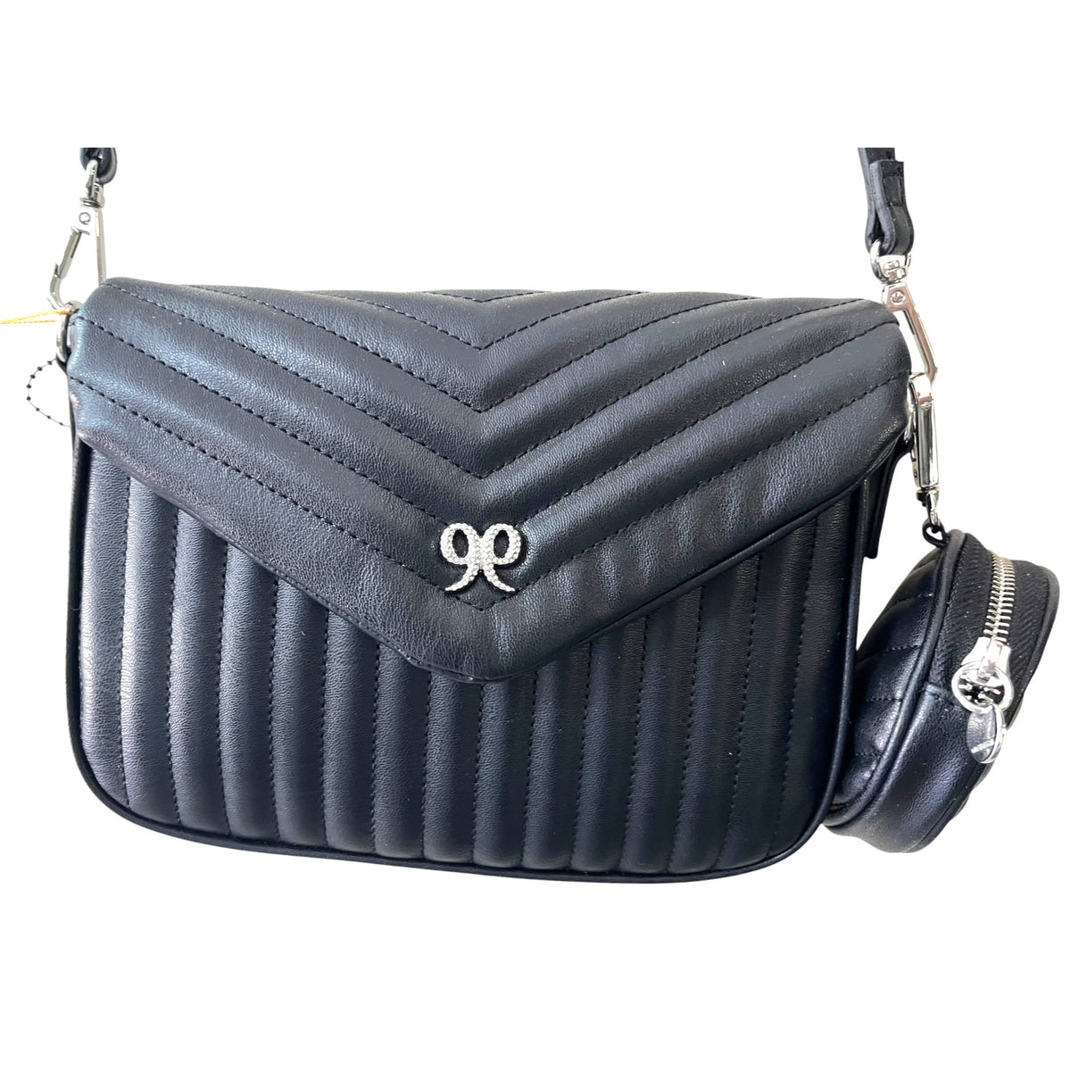 Nine West Quilted Black Crossbody Purse With Coin Pouch Adjustable Strap NWOT