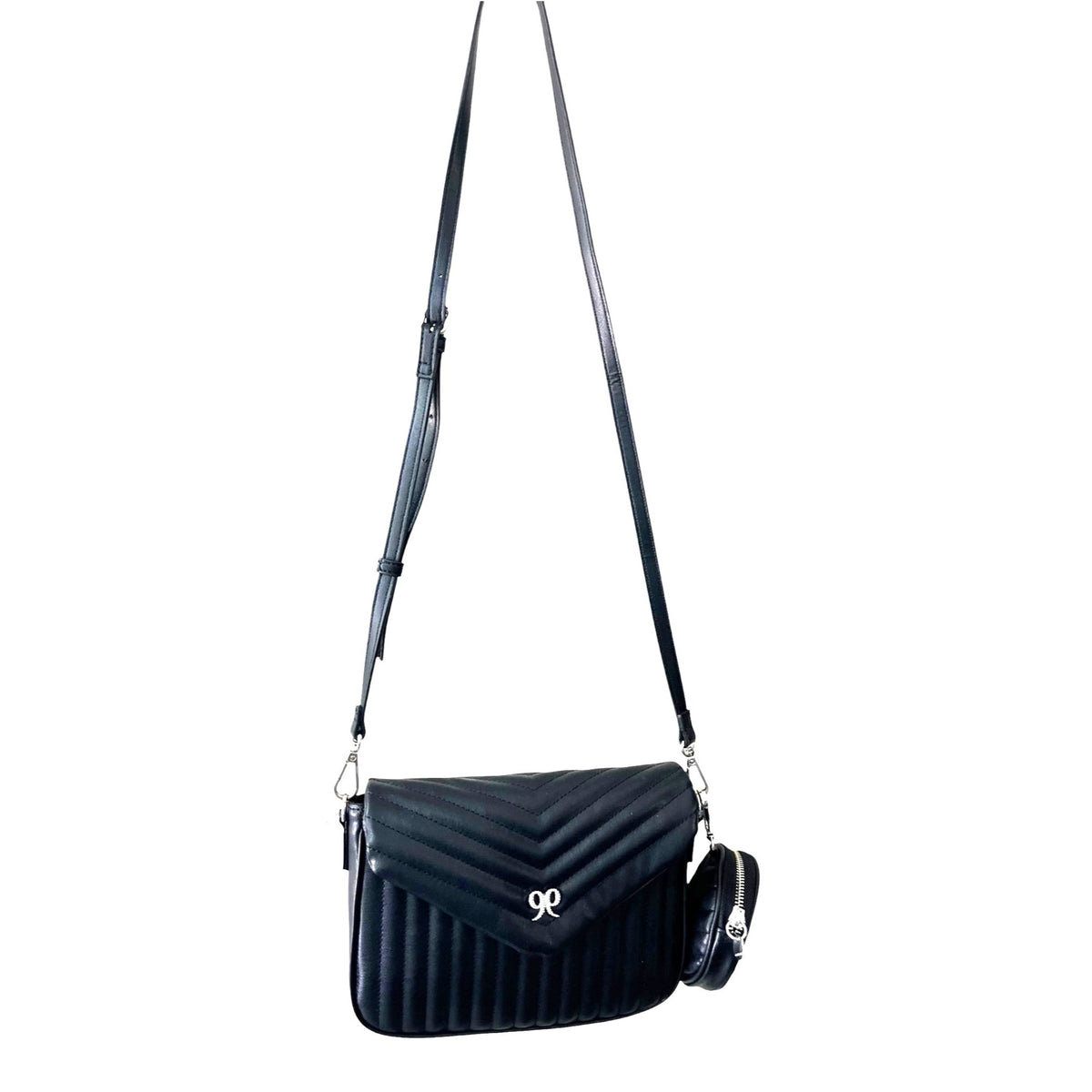 Nine West Quilted Black Crossbody Purse With Coin Pouch Adjustable Strap NWOT