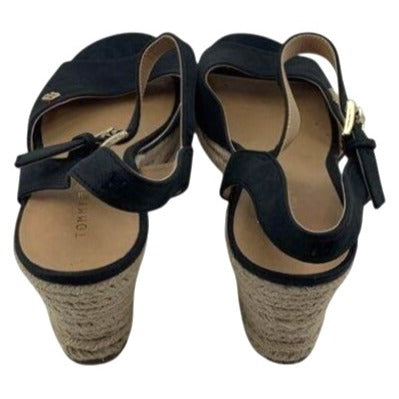 Tommy Hilfiger Gallie Black Espadrille Wedge Sandals Women's Shoes Size 7.5