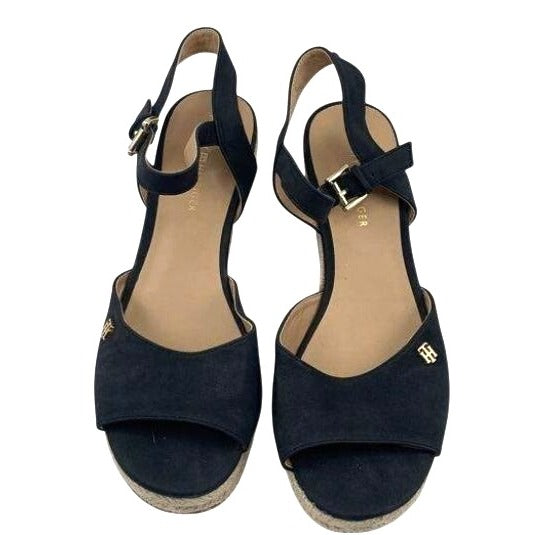 Tommy Hilfiger Gallie Black Espadrille Wedge Sandals Women's Shoes Size 7.5