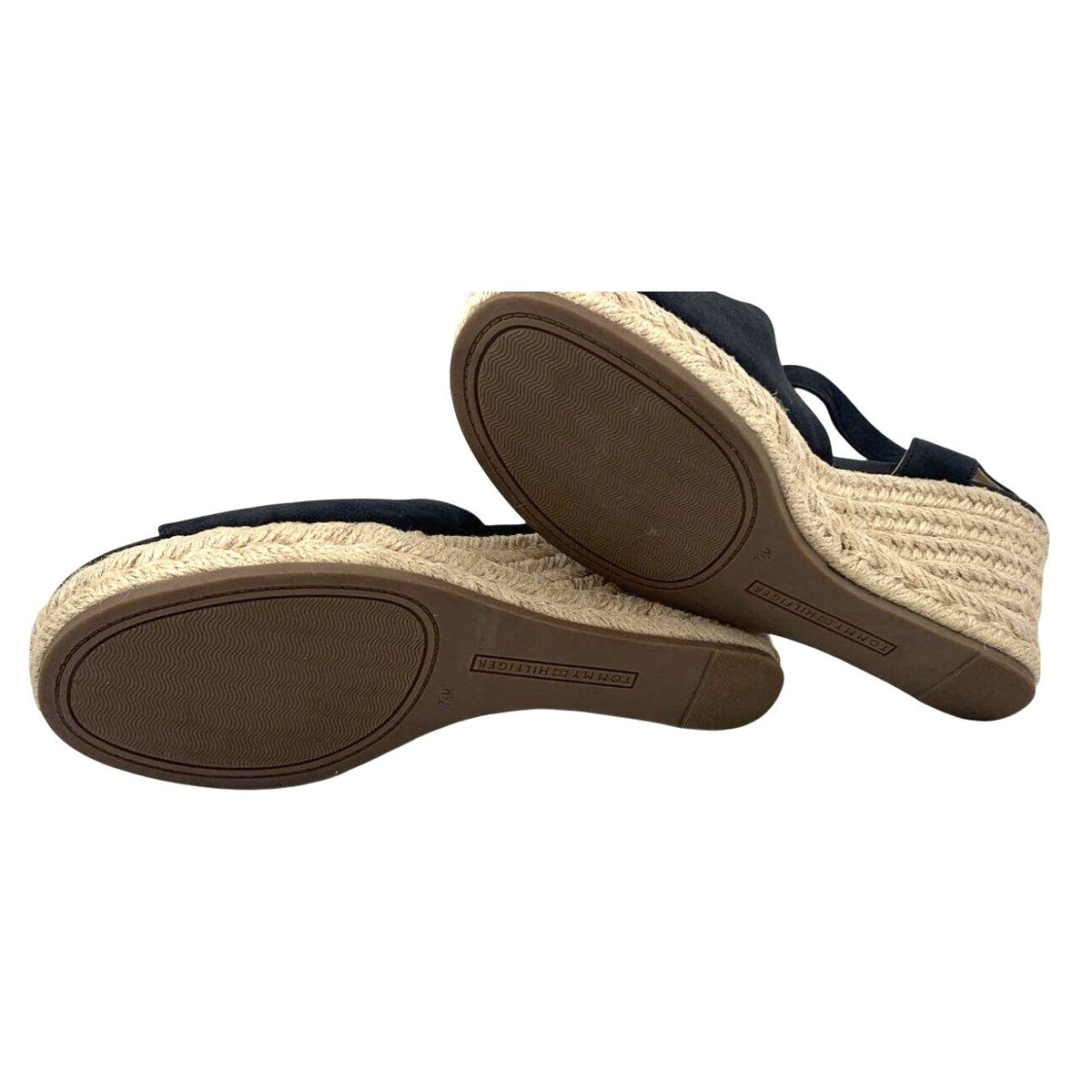 Tommy Hilfiger Gallie Black Espadrille Wedge Sandals Women's Shoes Size 7.5