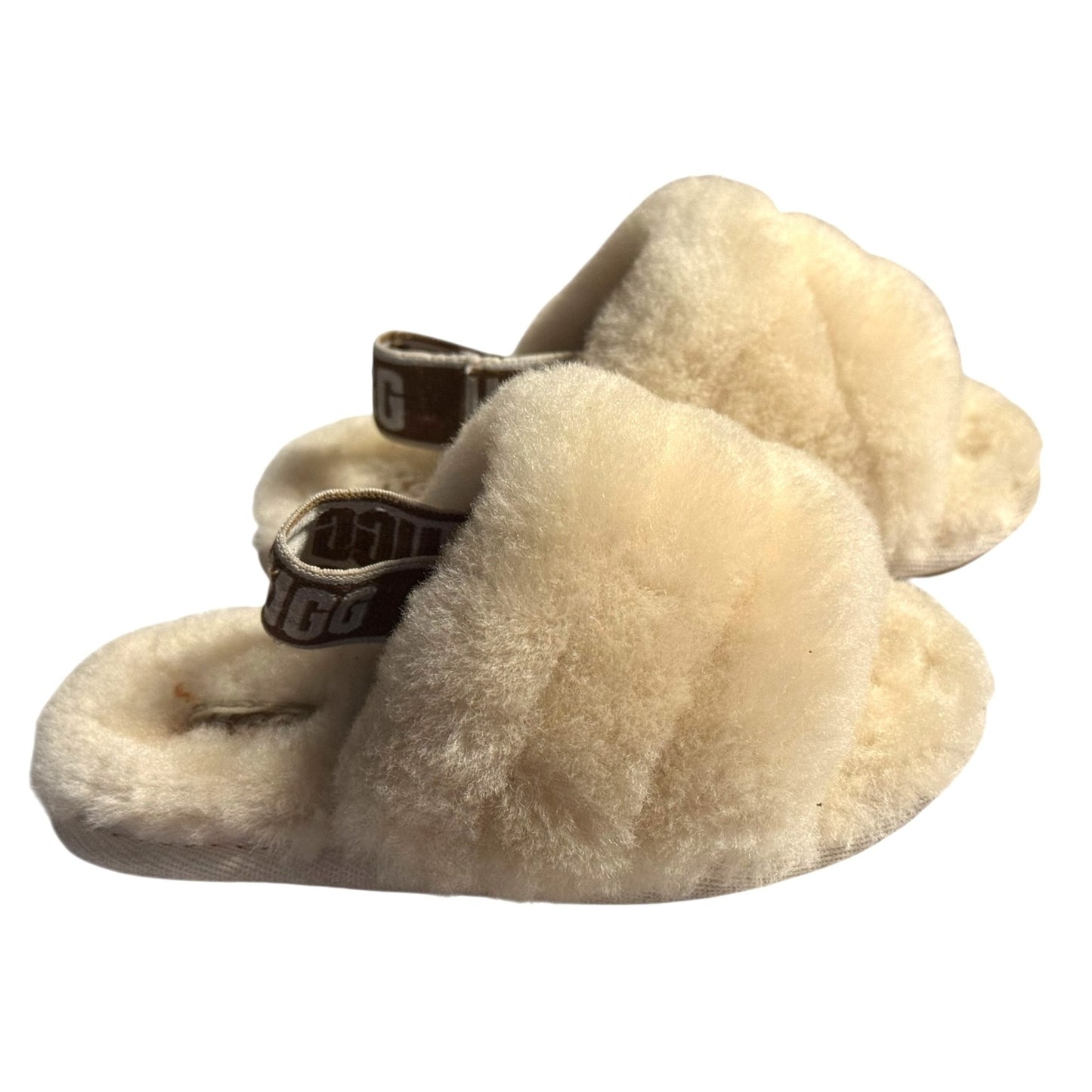 Ugg  Fluff Yeah Toddler size Slippers With Logo Strap Beige Size 8