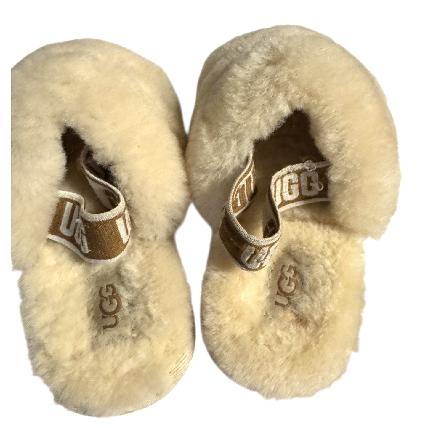 Ugg  Fluff Yeah Toddler size Slippers With Logo Strap Beige Size 8