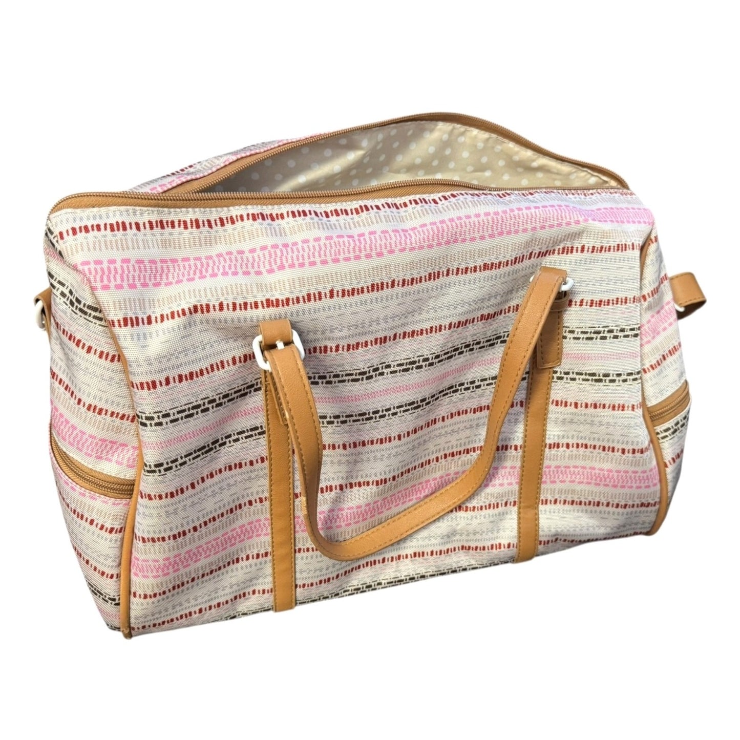 Jessica Simpson Malibu Large Striped Canvas Tote Weekender Tota Bag