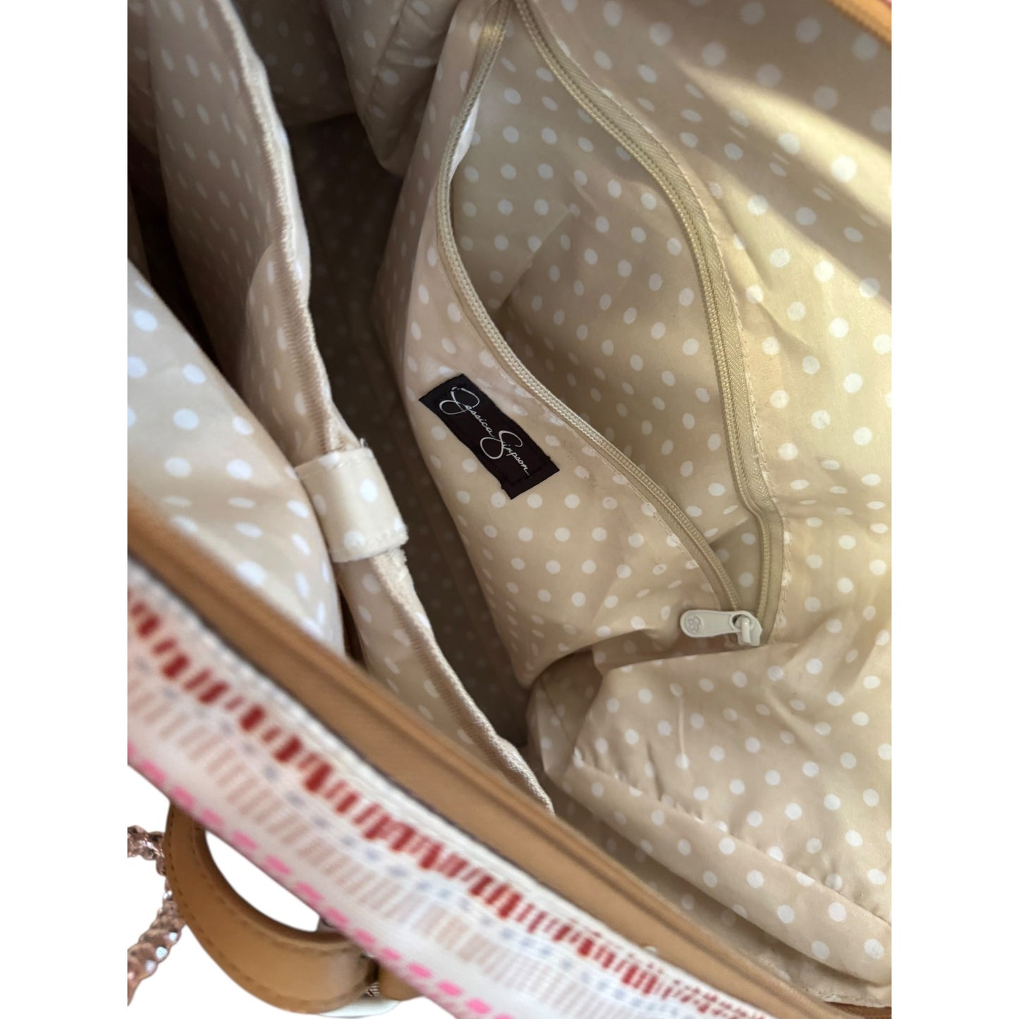 Jessica Simpson Malibu Large Striped Canvas Tote Weekender Tota Bag