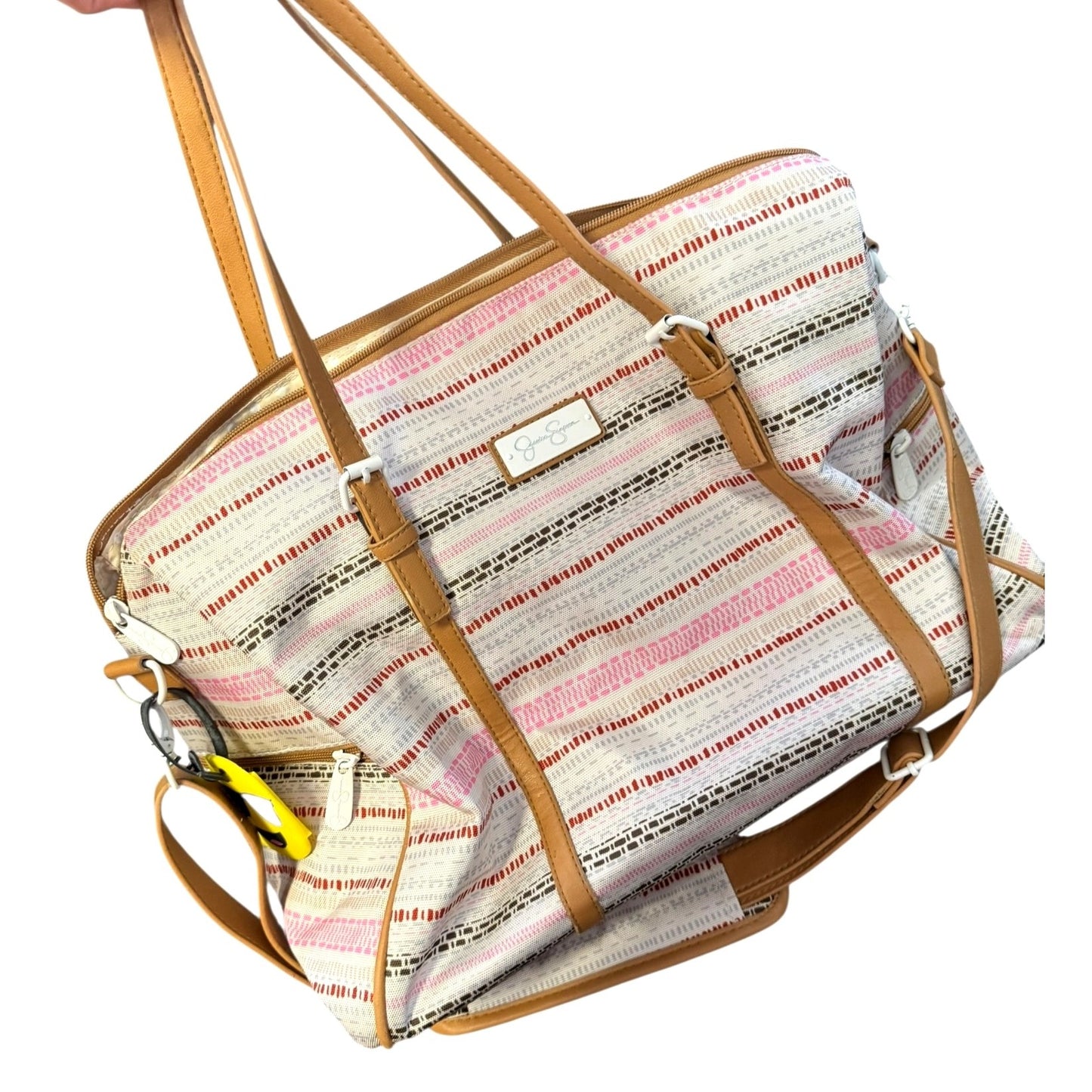 Jessica Simpson Malibu Large Striped Canvas Tote Weekender Tota Bag