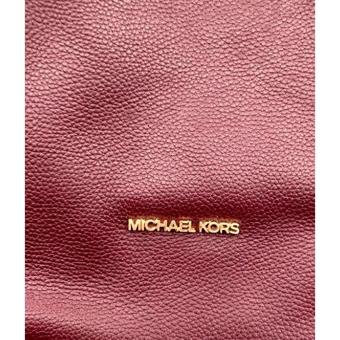 Michael Kors Burgundy Leather Shoulder Bag With Gold Hardware