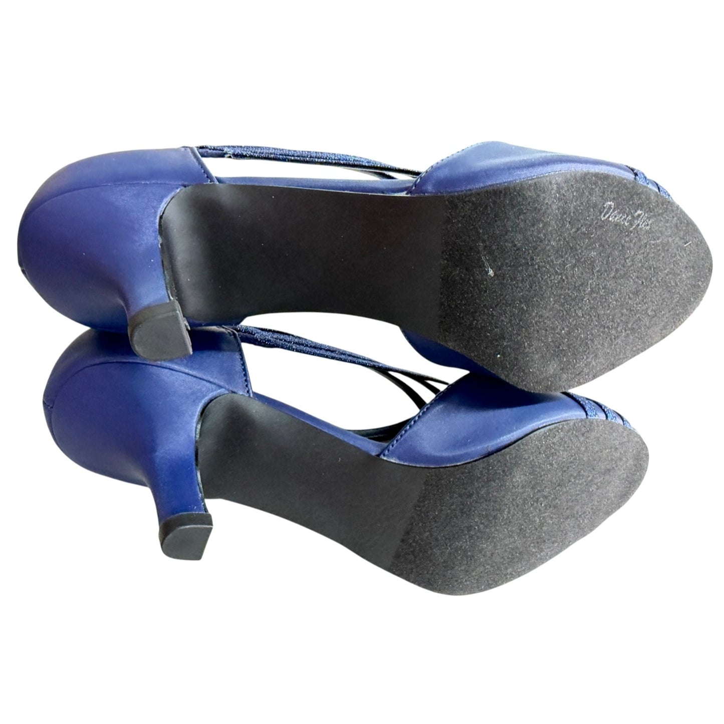 Easy Street Strappy Navy Glitter  Elegant Evening Shoes Size 9