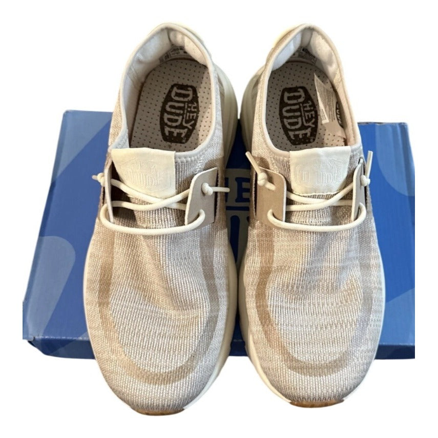 Hey Dude Women's Beige Casual Lightweight Knit Slip-On Sneakers Size 11