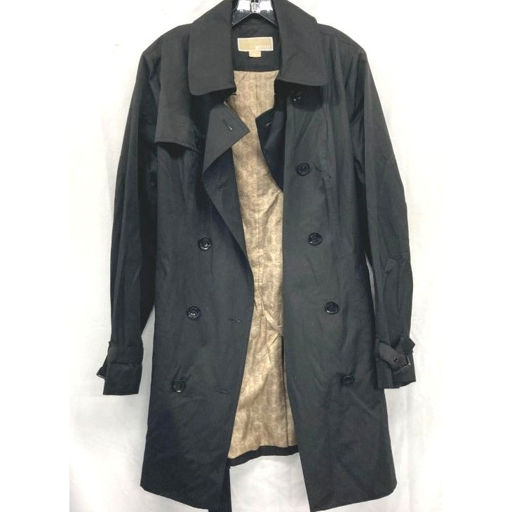 Michael Kors Womens Black Trench Coat W/ Belt Size L