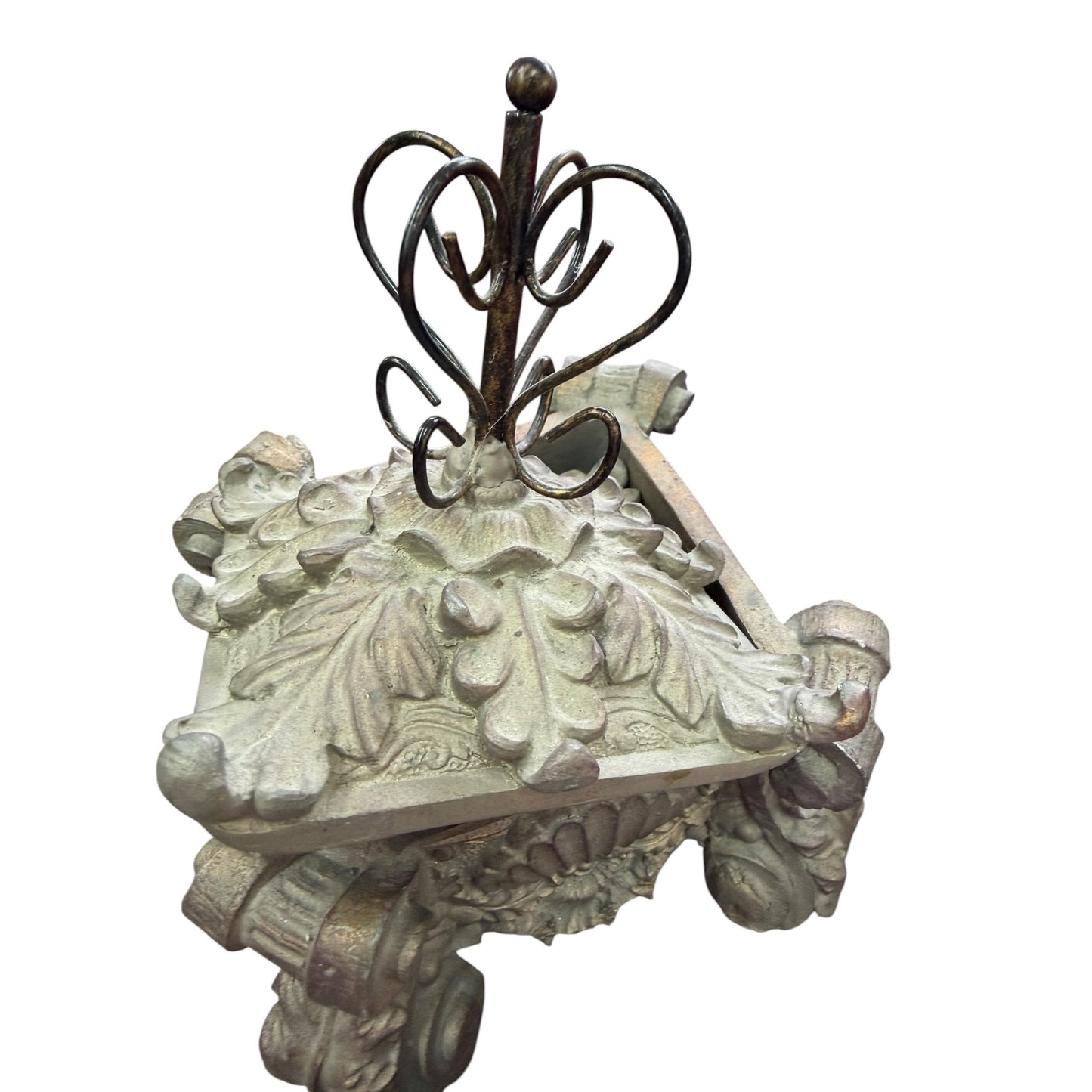 Decorative Cast Metal Tissue Box Holder With Ornate Scroll Design & Removable Lid