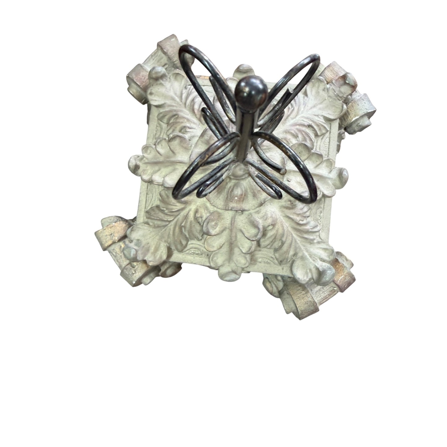 Decorative Cast Metal Tissue Box Holder With Ornate Scroll Design & Removable Lid
