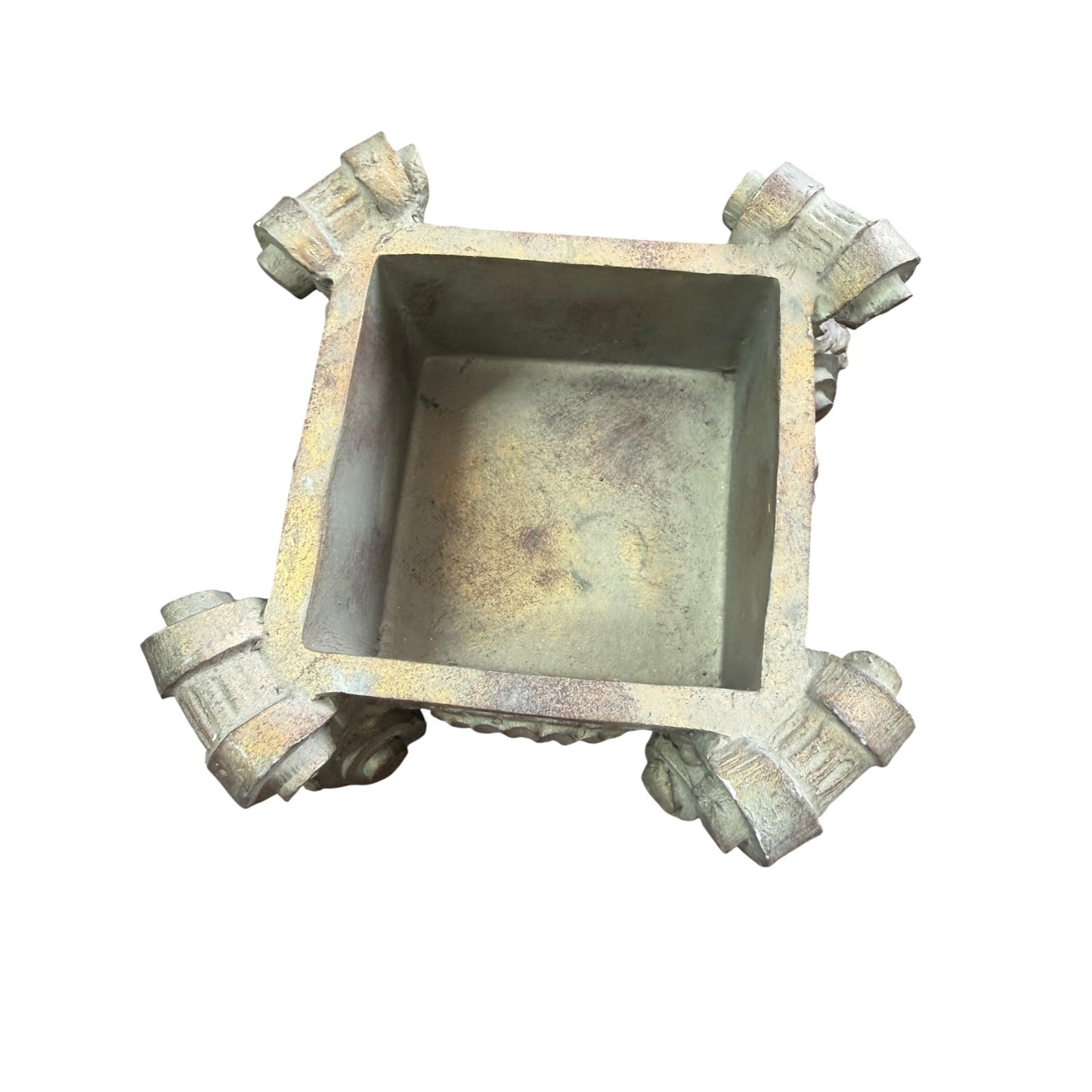 Decorative Cast Metal Tissue Box Holder With Ornate Scroll Design & Removable Lid