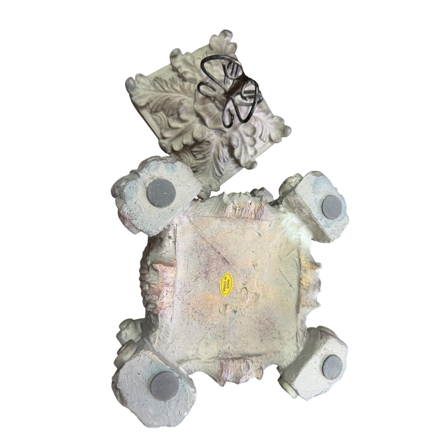 Decorative Cast Metal Tissue Box Holder With Ornate Scroll Design & Removable Lid