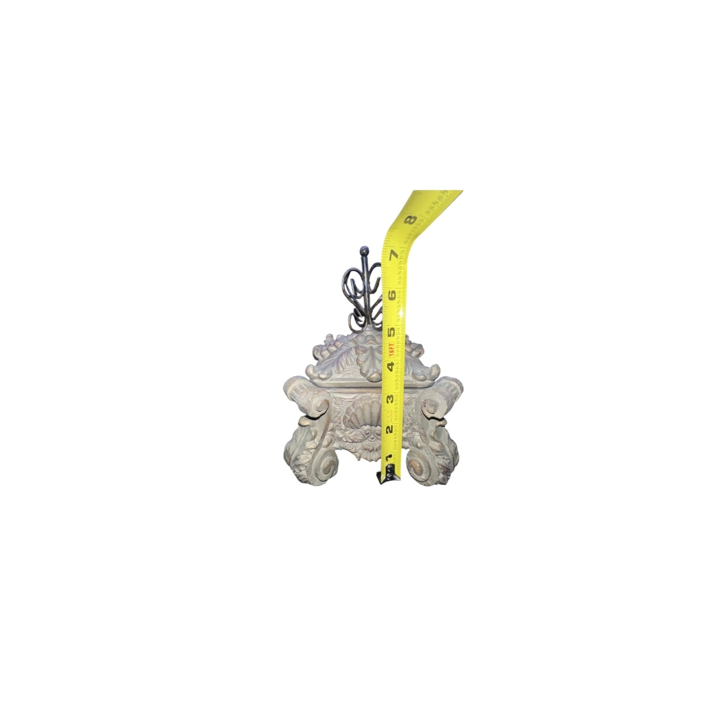 Decorative Cast Metal Tissue Box Holder With Ornate Scroll Design & Removable Lid