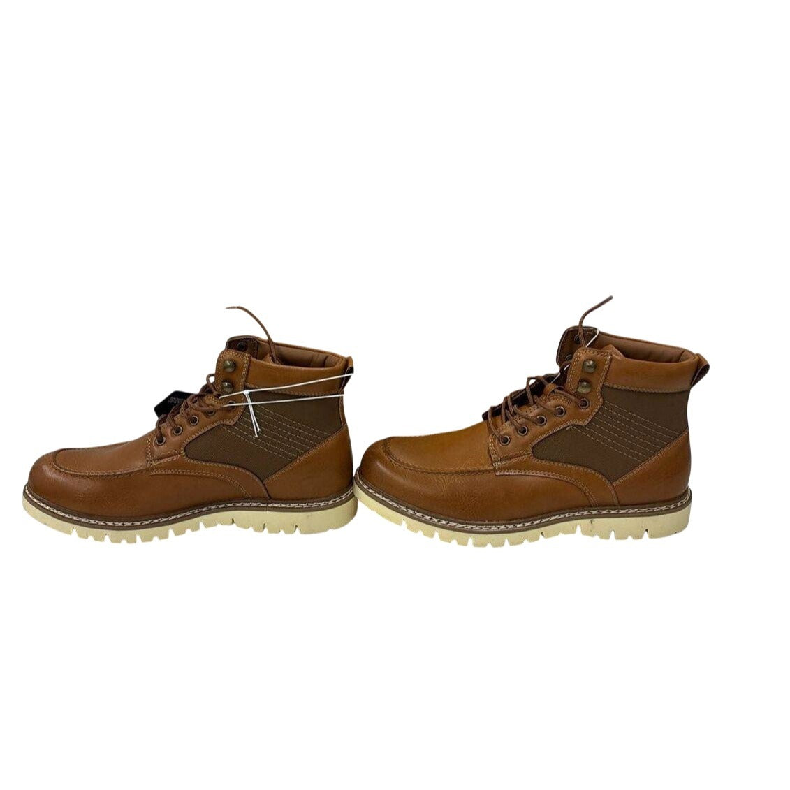 Steve Madden Men's P-Bleeker Tan Leather & Textile Lace-Up Boots