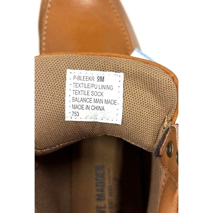 Steve Madden Men's P-Bleeker Tan Leather & Textile Lace-Up Boots