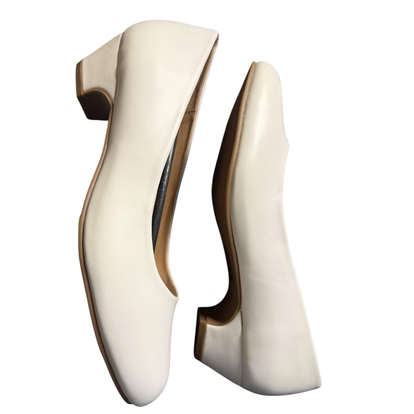 Journee Collection Block Heel Slip-On Shoes In White Size 9