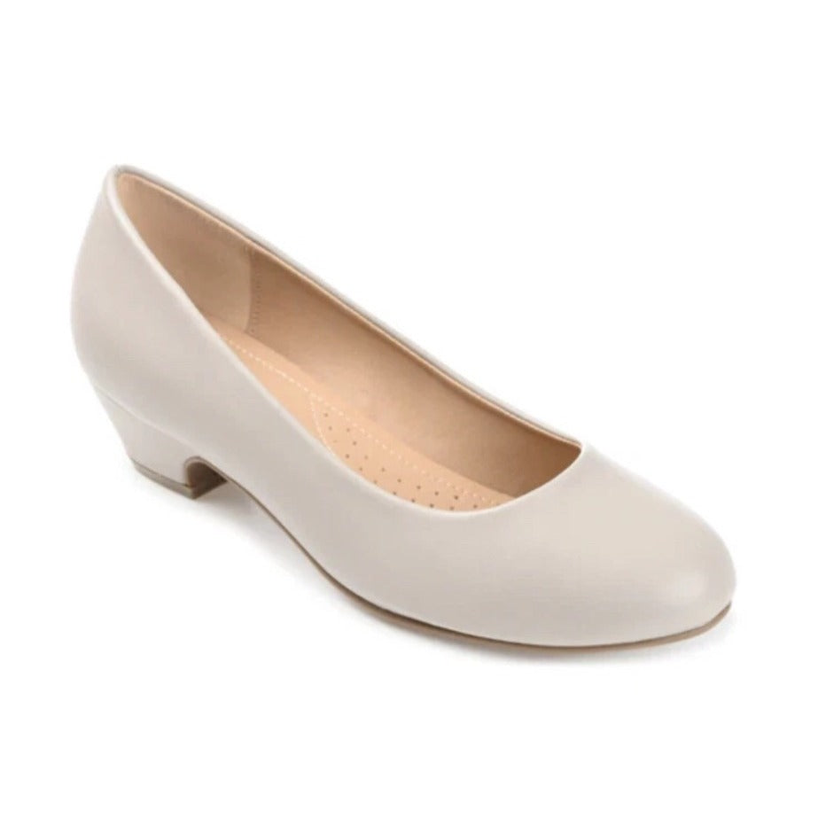 Journee Collection Block Heel Slip-On Shoes In White Size 9