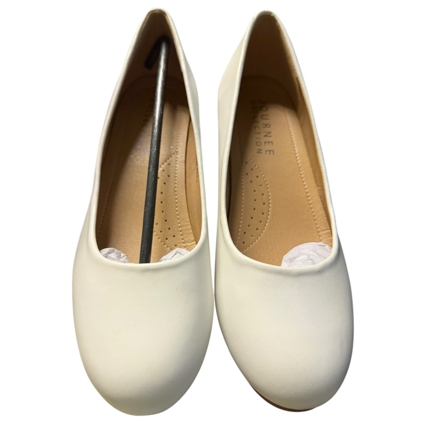 Journee Collection Block Heel Slip-On Shoes In White Size 9