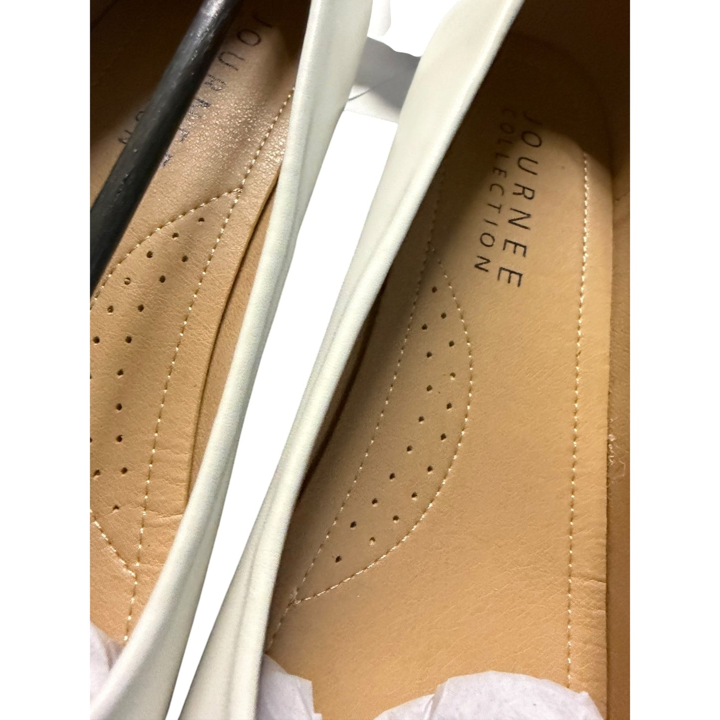 Journee Collection Block Heel Slip-On Shoes In White Size 9