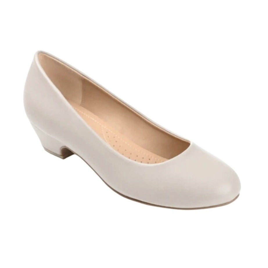 Journee Collection Block Heel Slip-On Shoes In White Size 9