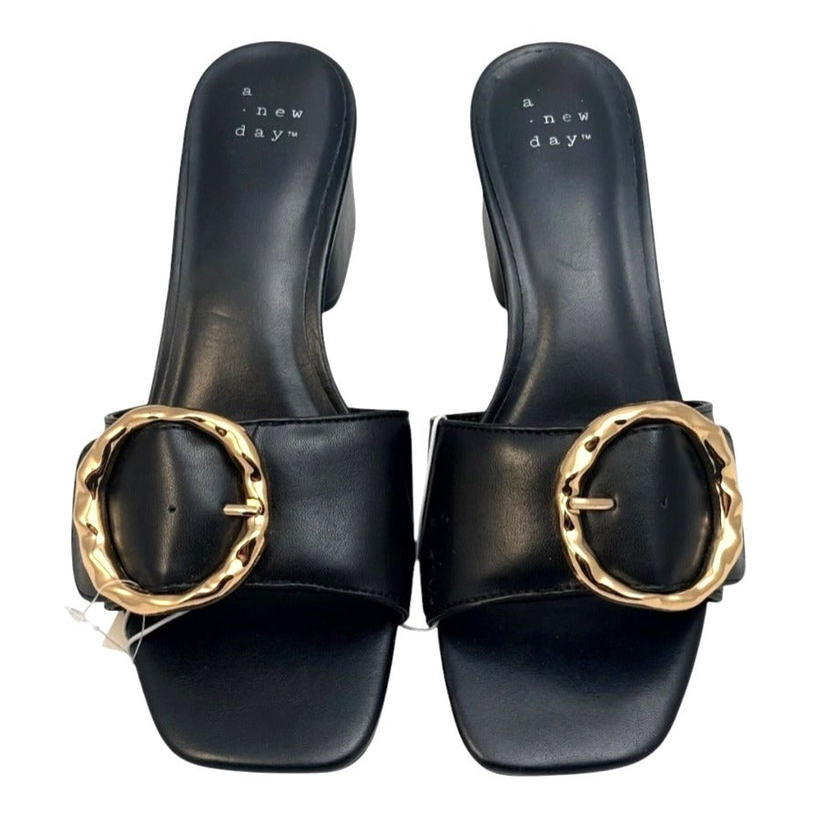 A New Day Women's Black Block Heel Sandals Size 6