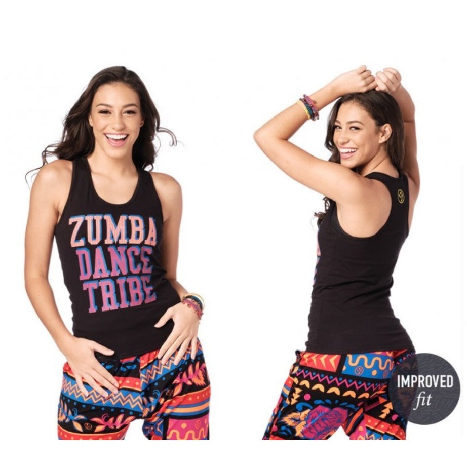 Zumba Dance Tribe Womens Black Racerback Tank Top Improved Fit Small